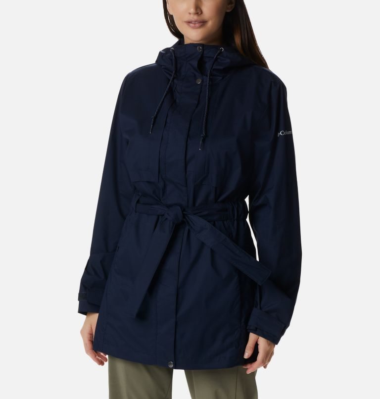 Women\'s Columbia Pardon My Trench Rain Jackets Navy | CA-B3LA8