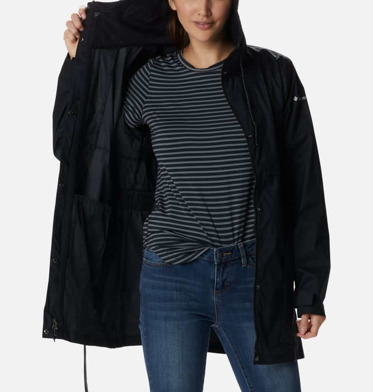 Women's Columbia Pardon My Trench Rain Jackets Black | CA-J54A6