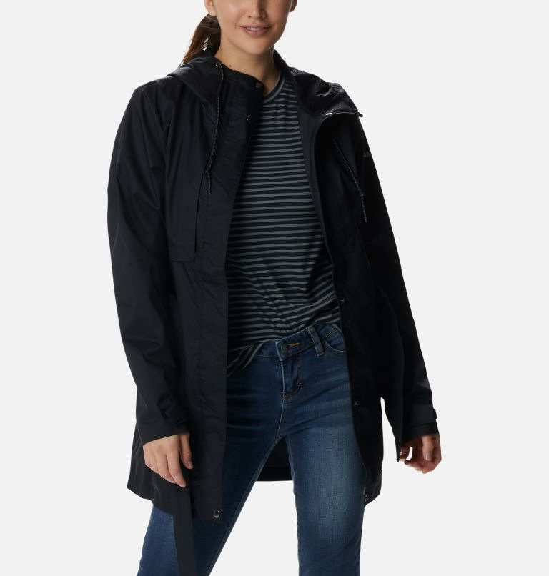 Women's Columbia Pardon My Trench Rain Jackets Black | CA-J54A6