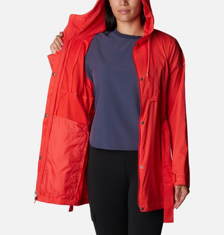 Women's Columbia Pardon My Trench Rain Jackets Red | CA-NC156