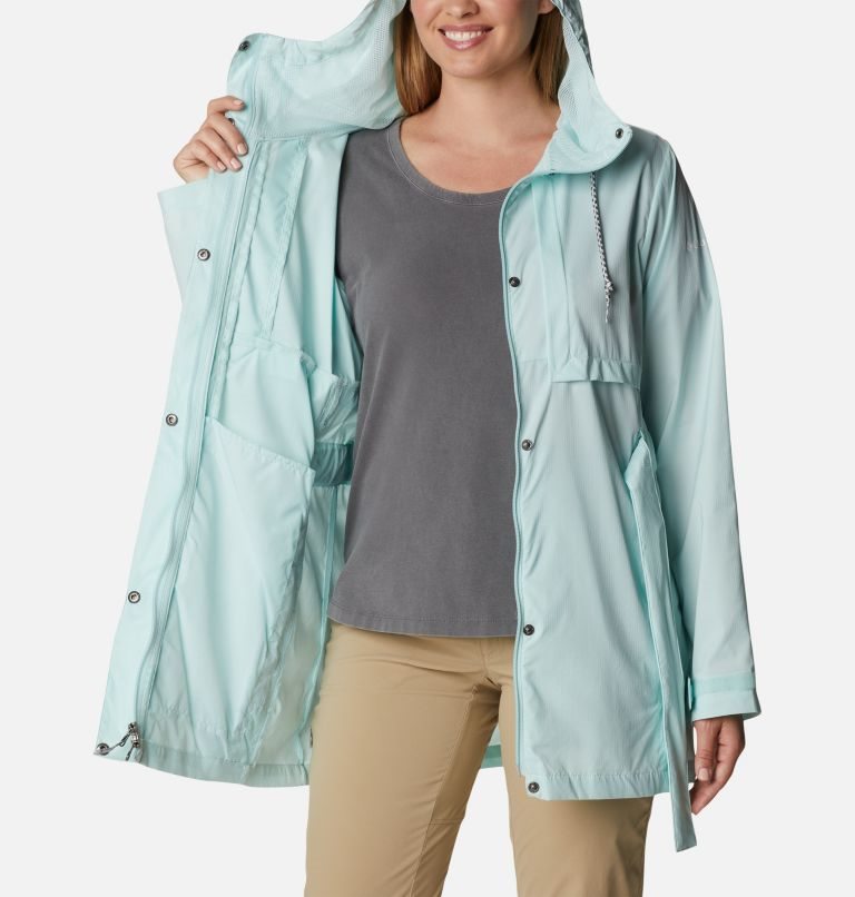 Women's Columbia Pardon My Trench Rain Jackets Turquoise | CA-U4LC3