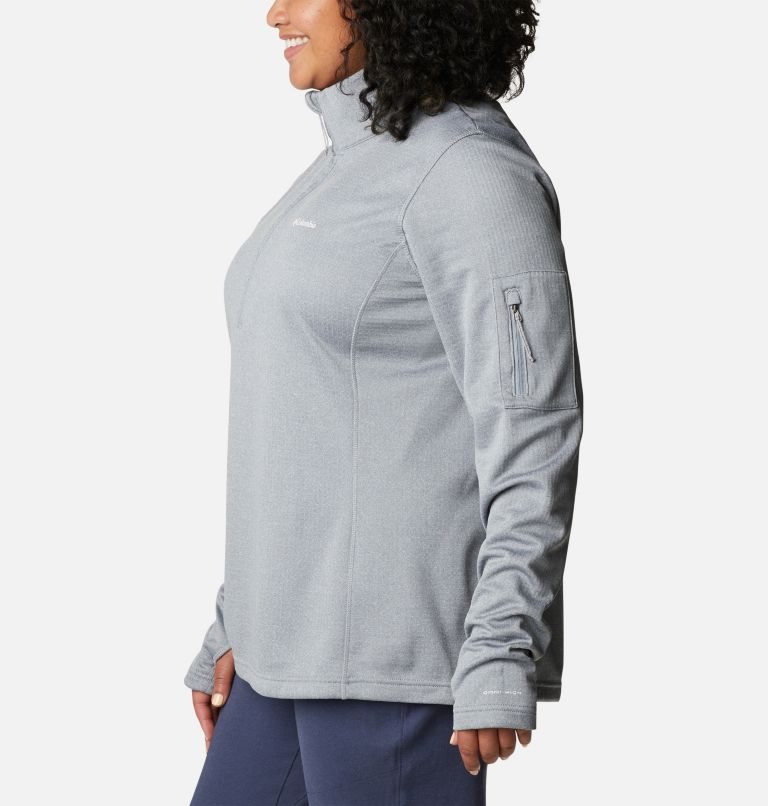 Women's Columbia Park View Grid Fleece 1/2 Zip Sweatshirts Grey | CA-FC01A