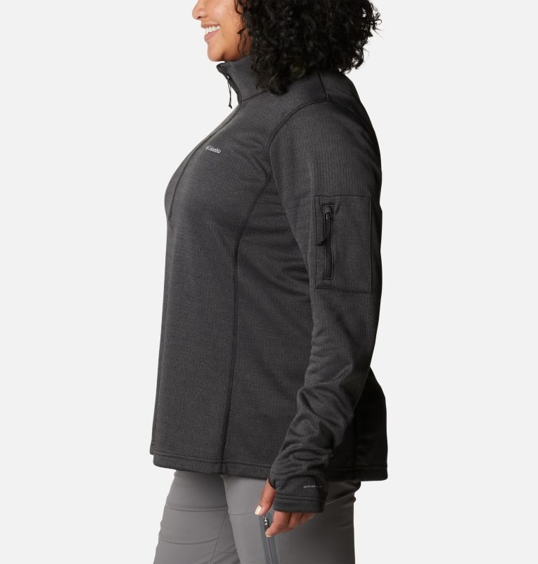 Women's Columbia Park View Grid Fleece 1/2 Zip Sweatshirts Black | CA-W3815