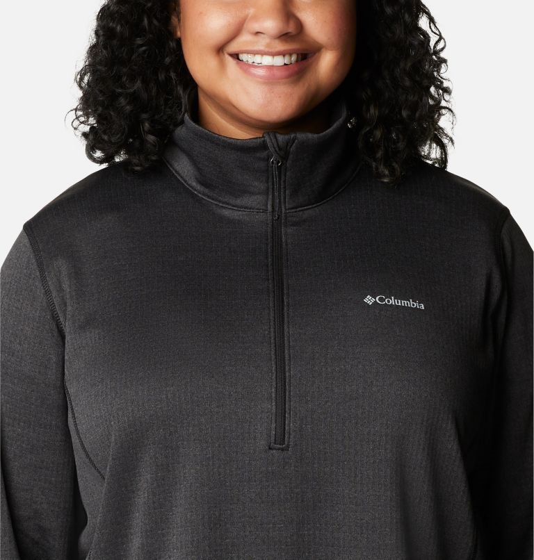 Women's Columbia Park View Grid Fleece 1/2 Zip Sweatshirts Black | CA-W3815