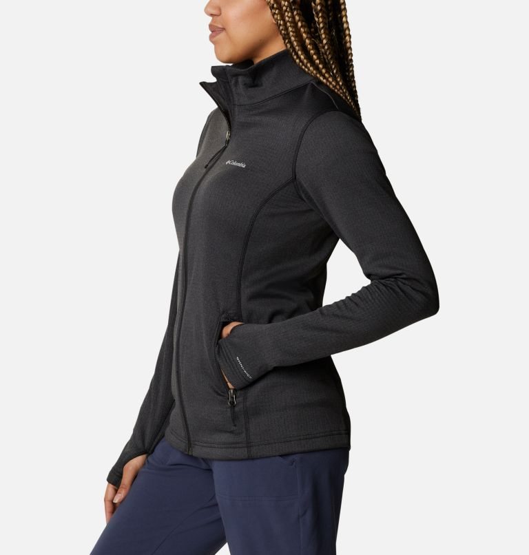 Women's Columbia Park View Grid Full Zip Fleece Jackets Black | CA-DC140