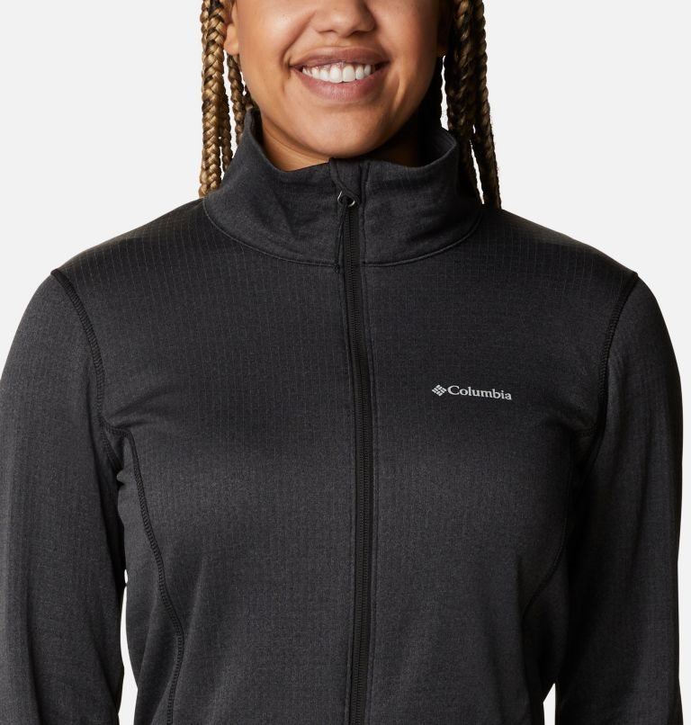 Women's Columbia Park View Grid Full Zip Fleece Jackets Black | CA-DC140