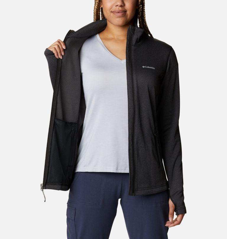 Women's Columbia Park View Grid Full Zip Fleece Jackets Black | CA-DC140