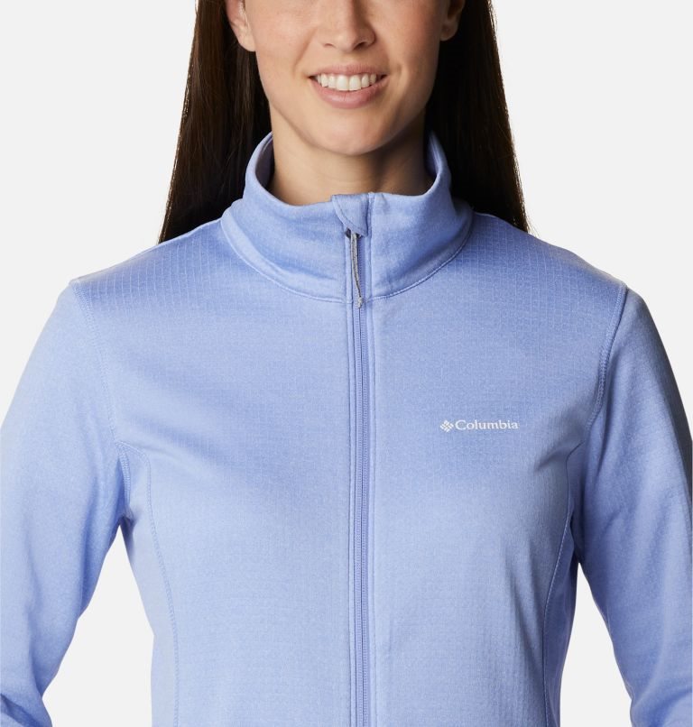 Women's Columbia Park View Grid Full Zip Fleece Jackets Light Blue | CA-HCA86