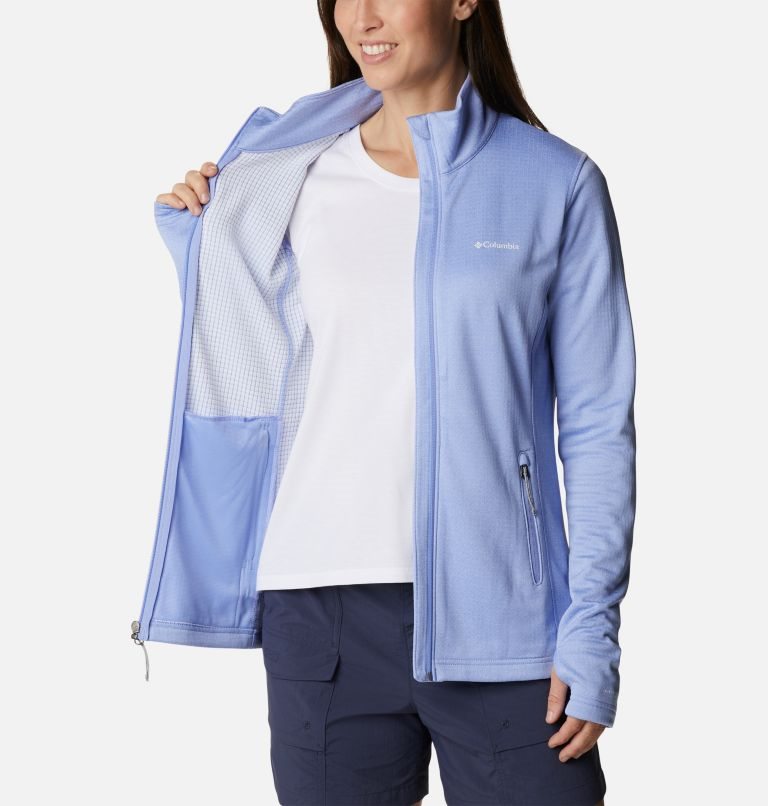 Women's Columbia Park View Grid Full Zip Fleece Jackets Light Blue | CA-HCA86