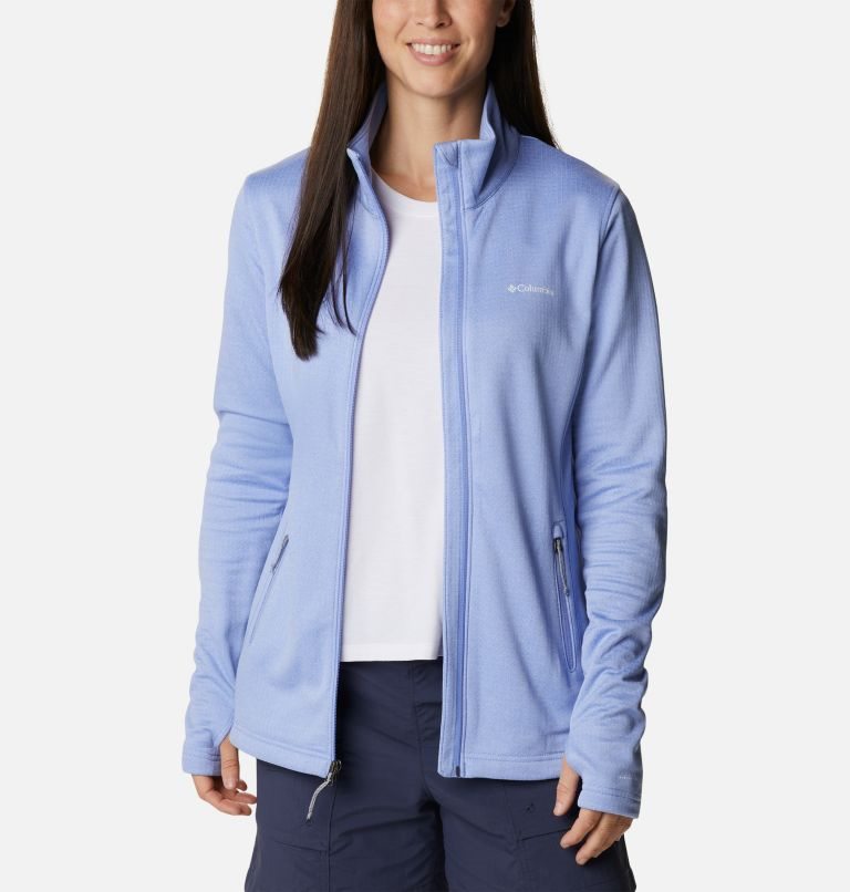 Women's Columbia Park View Grid Full Zip Fleece Jackets Light Blue | CA-HCA86