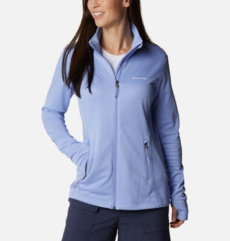 Women\'s Columbia Park View Grid Full Zip Fleece Jackets Light Blue | CA-HCA86