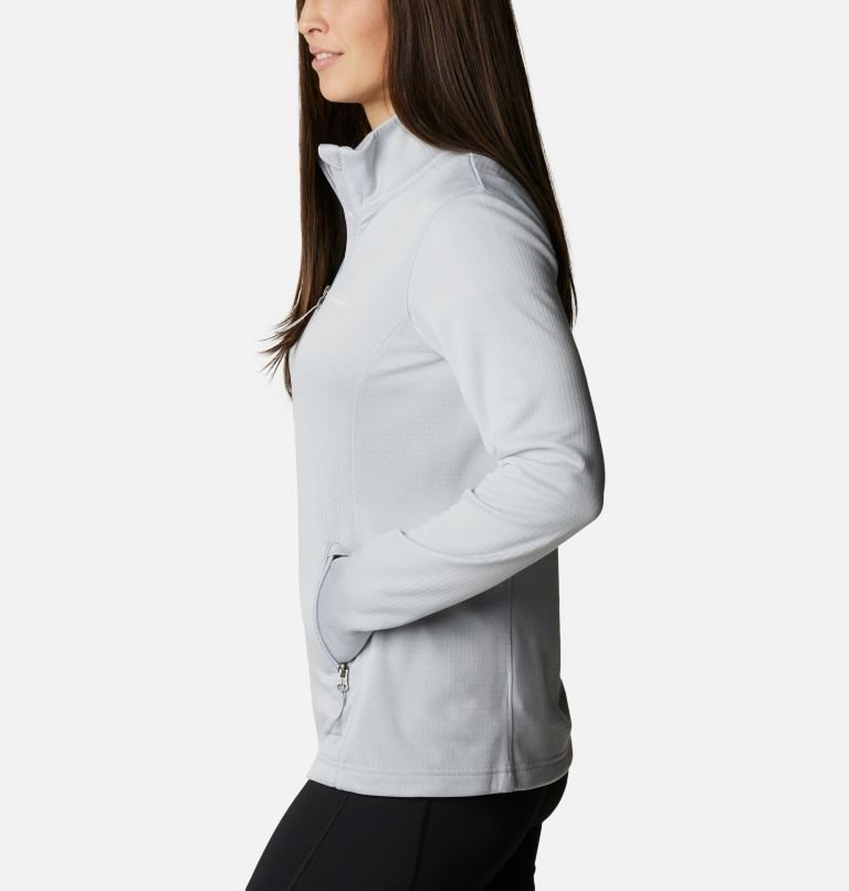 Women's Columbia Park View Grid Full Zip Fleece Jackets Light Grey | CA-N84L0