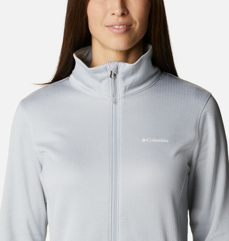 Women's Columbia Park View Grid Full Zip Fleece Jackets Light Grey | CA-N84L0