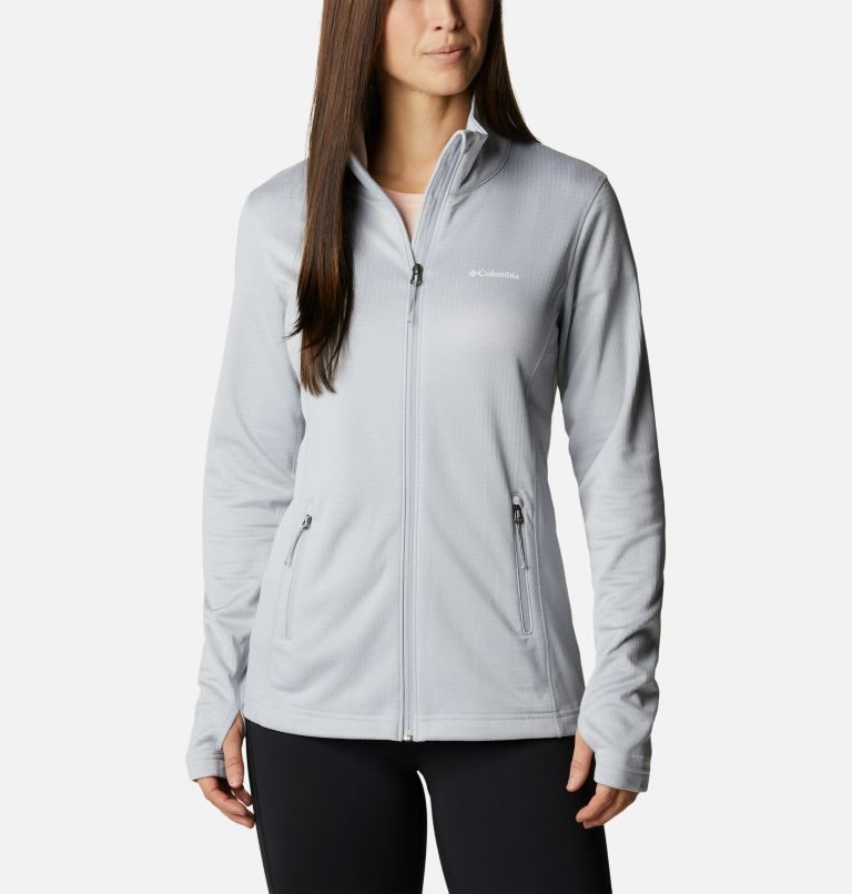 Women\'s Columbia Park View Grid Full Zip Fleece Jackets Light Grey | CA-N84L0