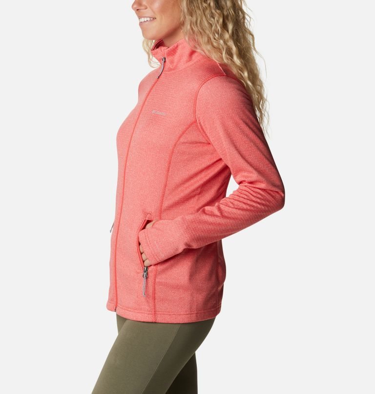 Women's Columbia Park View Grid Full Zip Fleece Jackets Coral | CA-Z304C