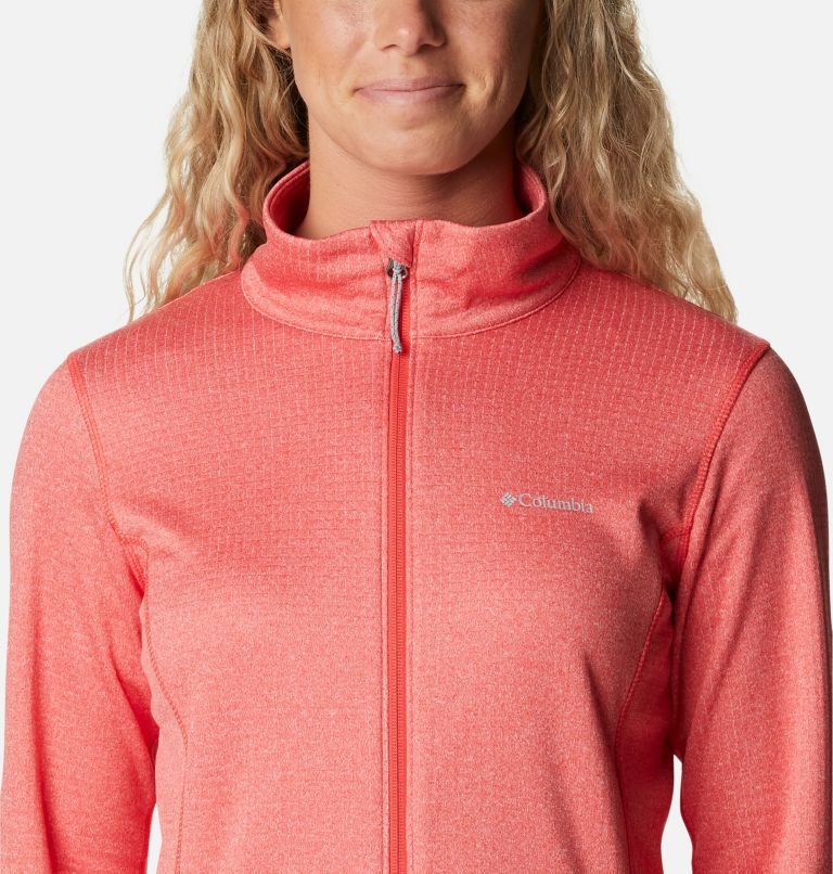 Women's Columbia Park View Grid Full Zip Fleece Jackets Coral | CA-Z304C