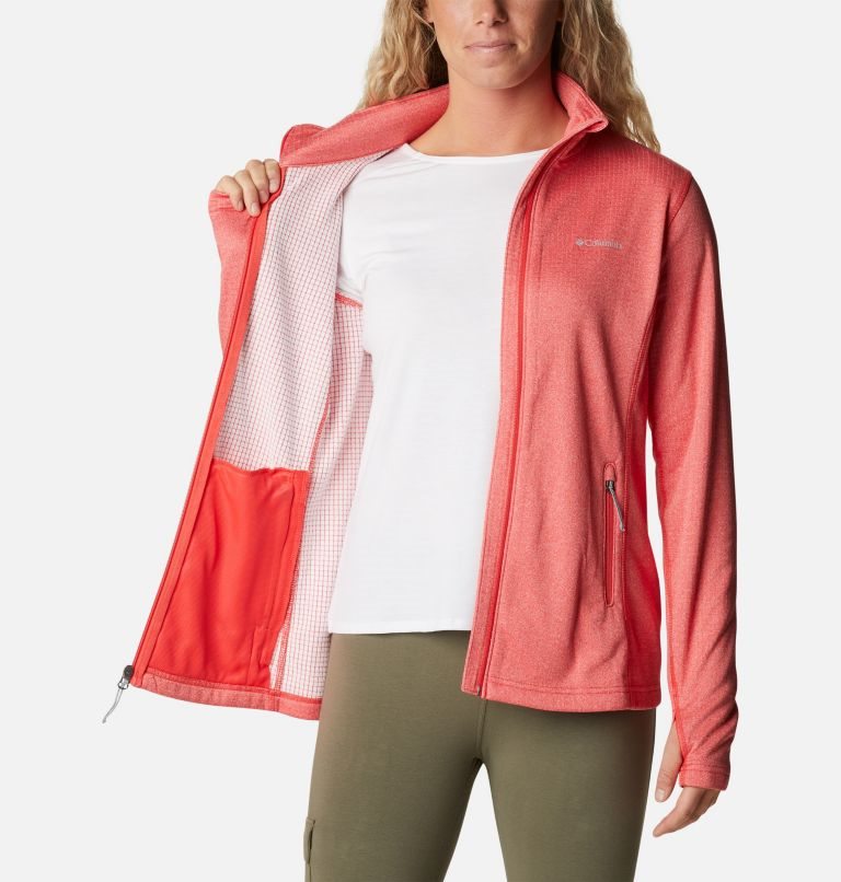 Women's Columbia Park View Grid Full Zip Fleece Jackets Coral | CA-Z304C