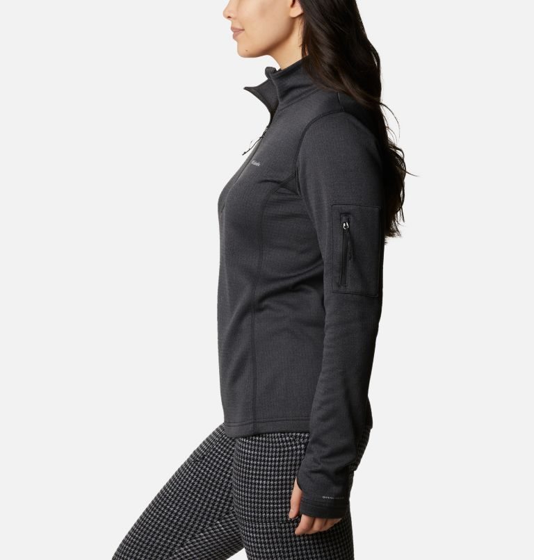 Women's Columbia Park View Grid Half Zip Fleece Sweatshirts Black | CA-OL85C