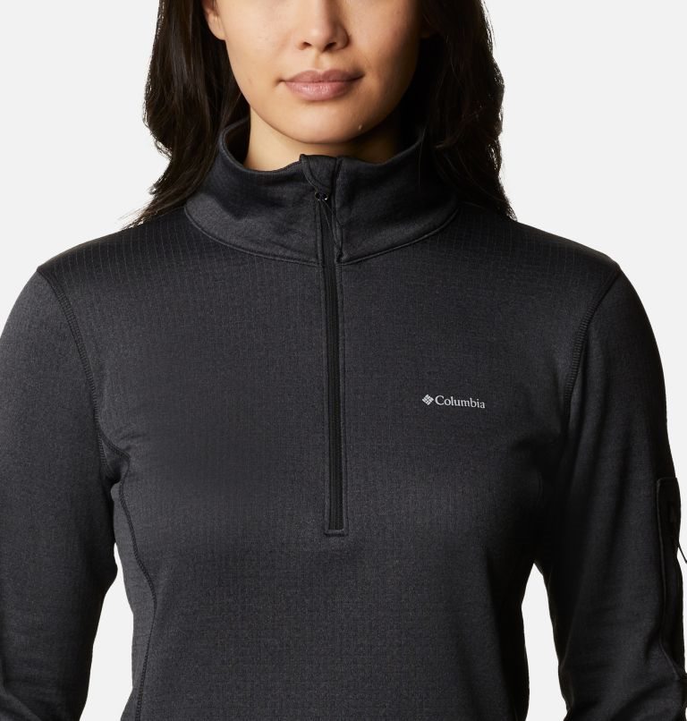 Women's Columbia Park View Grid Half Zip Fleece Sweatshirts Black | CA-OL85C