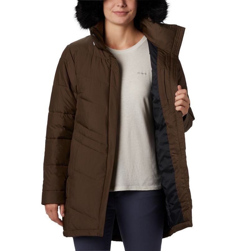 Women's Columbia Peak to Park Mid Insulated Jackets Dark Brown | CA-A60A5