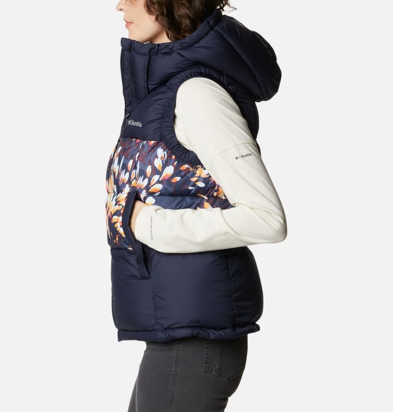 Women's Columbia Pike Lake II Insulated Vests Navy / Flower | CA-I86CA