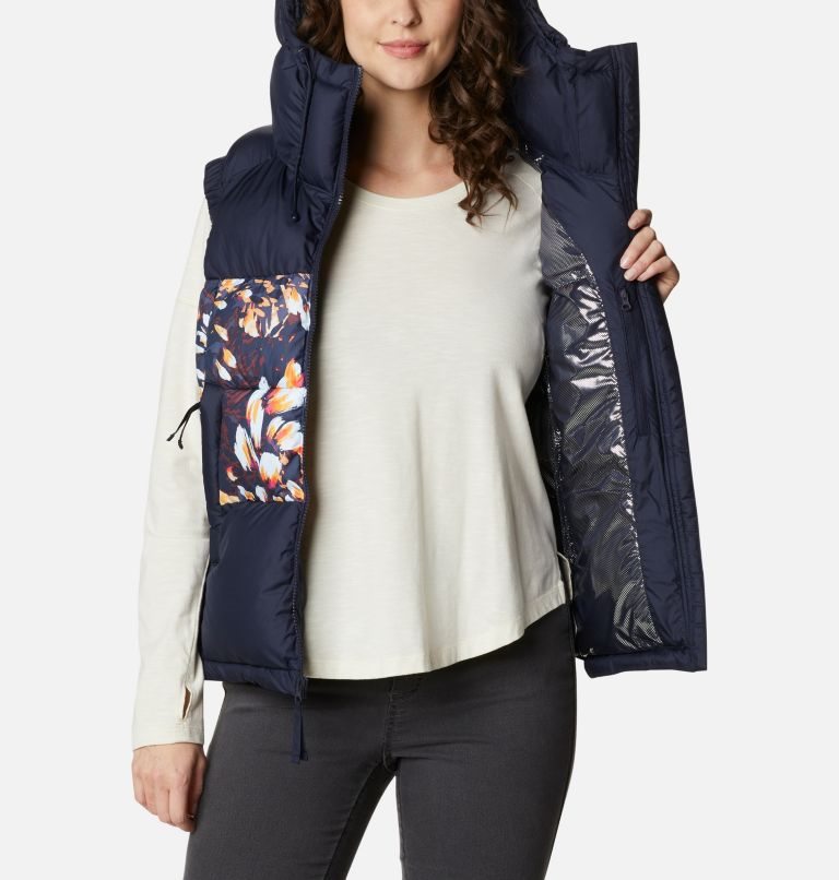 Women's Columbia Pike Lake II Insulated Vests Navy / Flower | CA-I86CA