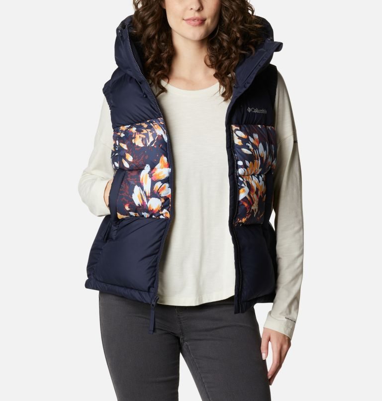 Women's Columbia Pike Lake II Insulated Vests Navy / Flower | CA-I86CA