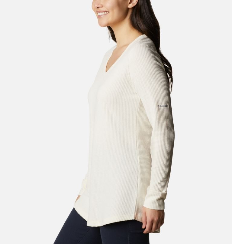 Women's Columbia Pine Peak Long Sleeve Thermal Tunic Sweatshirts Cream | CA-RA83C