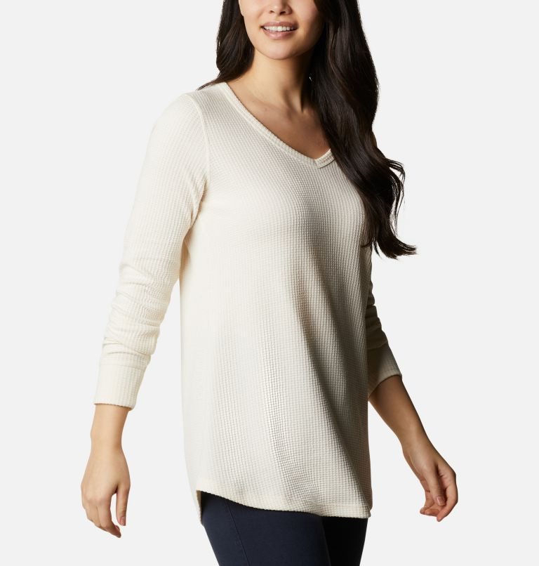 Women's Columbia Pine Peak Long Sleeve Thermal Tunic Sweatshirts Cream | CA-RA83C