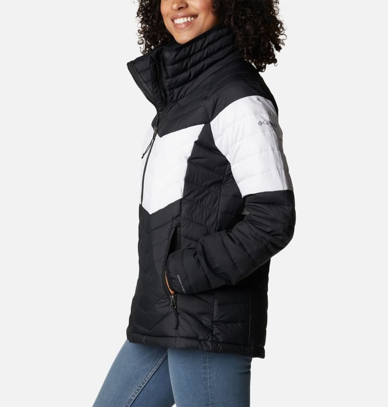 Women's Columbia Powder Lite Blocked Jackets Black / White | CA-O315L