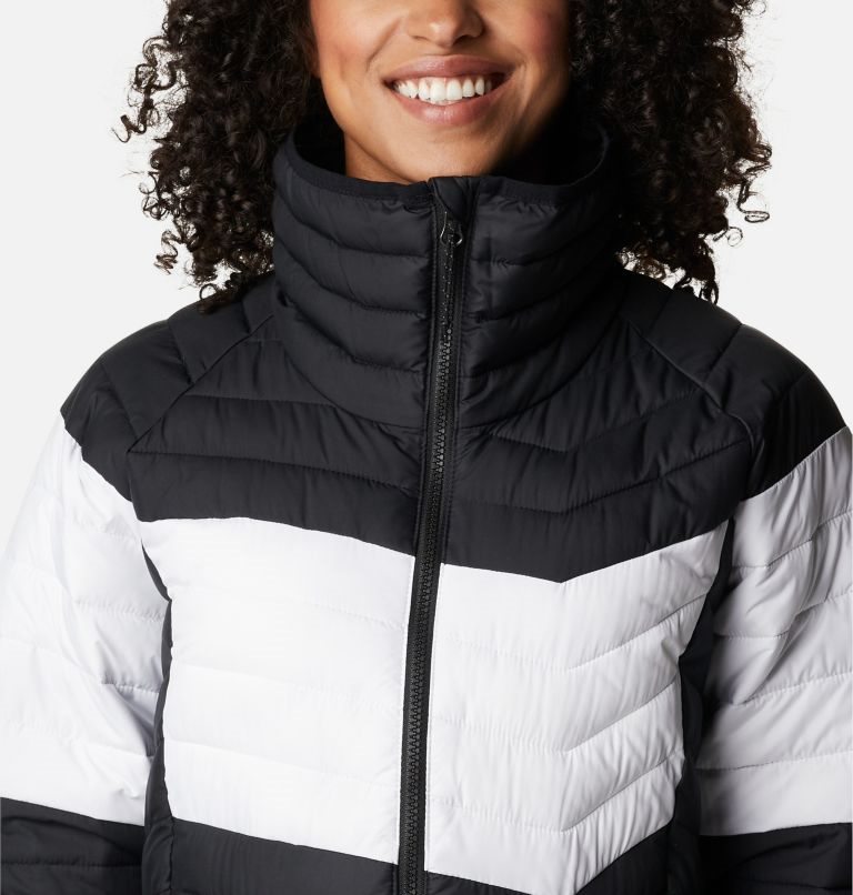 Women's Columbia Powder Lite Blocked Jackets Black / White | CA-O315L