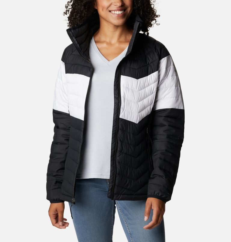 Women's Columbia Powder Lite Blocked Jackets Black / White | CA-O315L