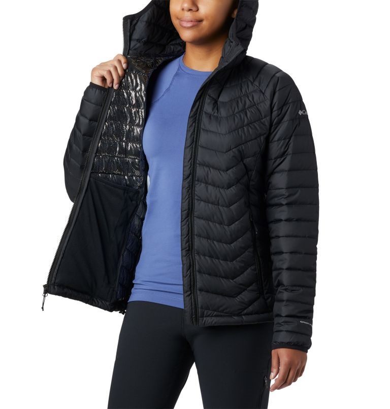 Women's Columbia Powder Lite Hooded Jackets Black | CA-P5C84