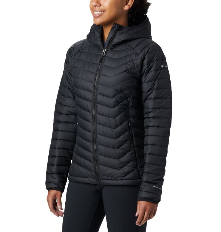 Women\'s Columbia Powder Lite Hooded Jackets Black | CA-P5C84