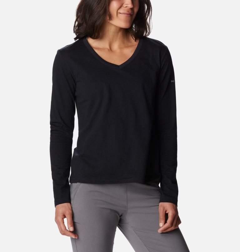 Women's Columbia Sapphire Point Long Sleeve Sweatshirts Black | CA-B681C