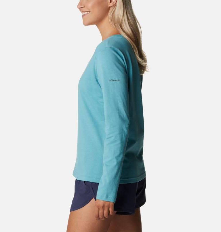 Women's Columbia Sapphire Point Long Sleeve Sweatshirts Turquoise | CA-I3LC4