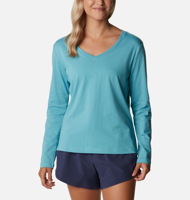 Women\'s Columbia Sapphire Point Long Sleeve Sweatshirts Turquoise | CA-I3LC4