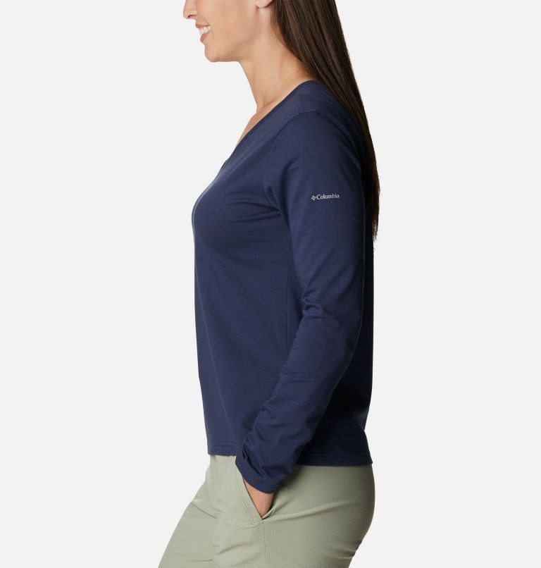 Women's Columbia Sapphire Point Long Sleeve Sweatshirts Navy | CA-Q4AL0