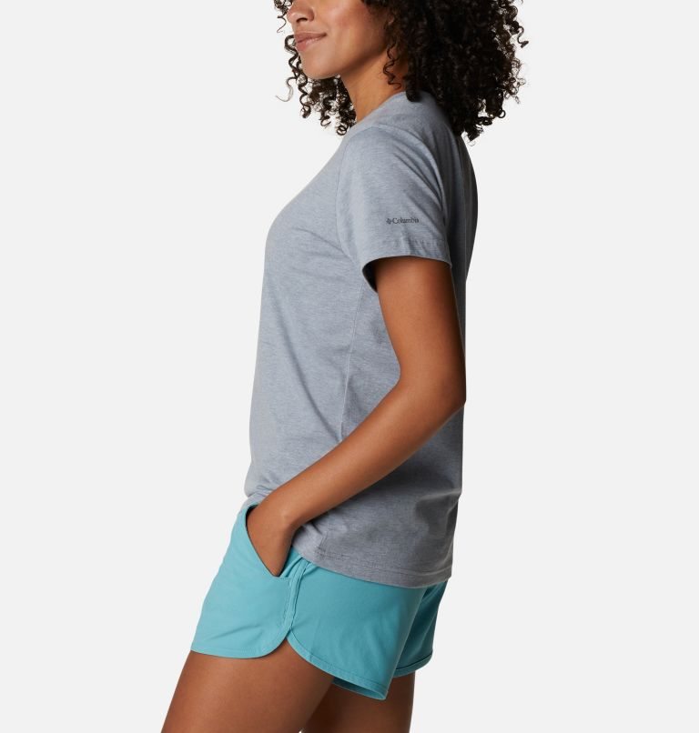 Women's Columbia Sapphire Point Short Sleeve T Shirts Grey | CA-B58CL