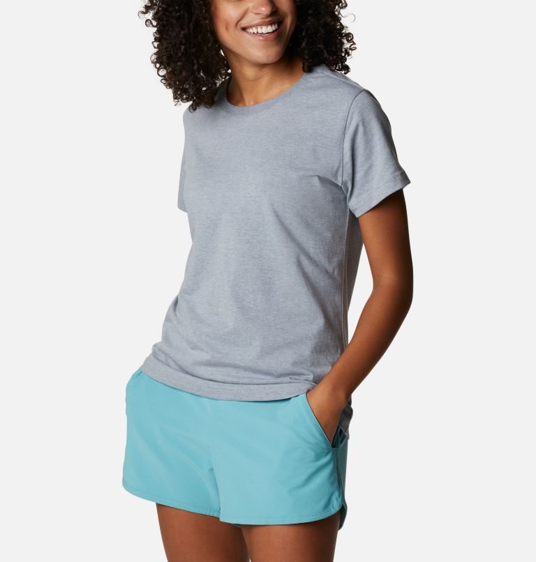 Women's Columbia Sapphire Point Short Sleeve T Shirts Grey | CA-B58CL