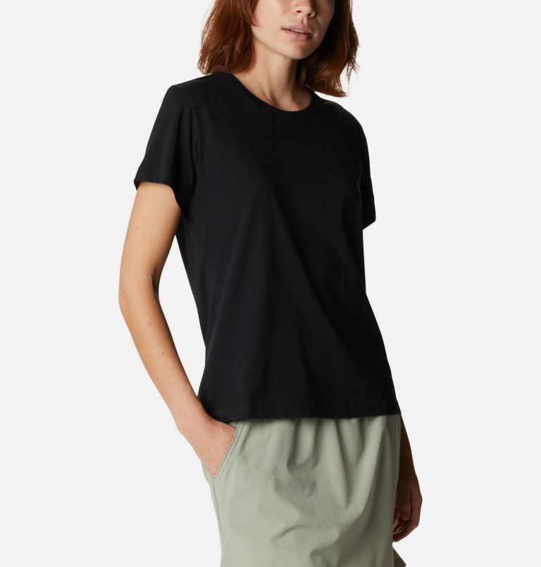 Women's Columbia Sapphire Point Short Sleeve T Shirts Black | CA-G3CL8