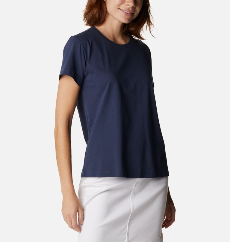 Women's Columbia Sapphire Point Short Sleeve T Shirts Navy | CA-PL453