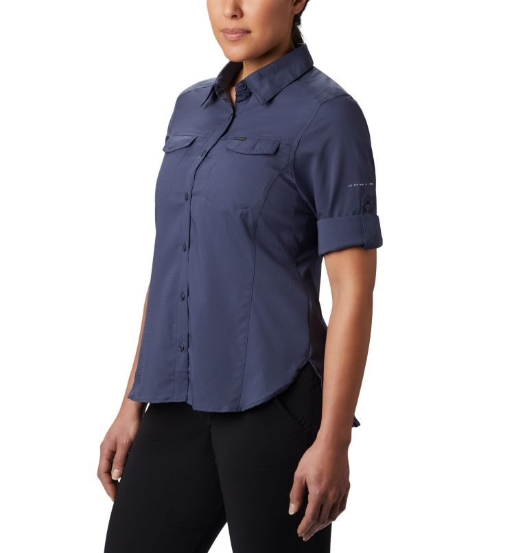 Women's Columbia Silver Ridge Lite Long Sleeve Shirts Navy | CA-HL4A0