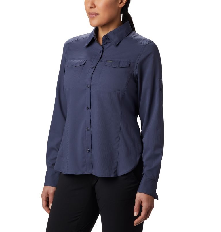 Women\'s Columbia Silver Ridge Lite Long Sleeve Shirts Navy | CA-HL4A0