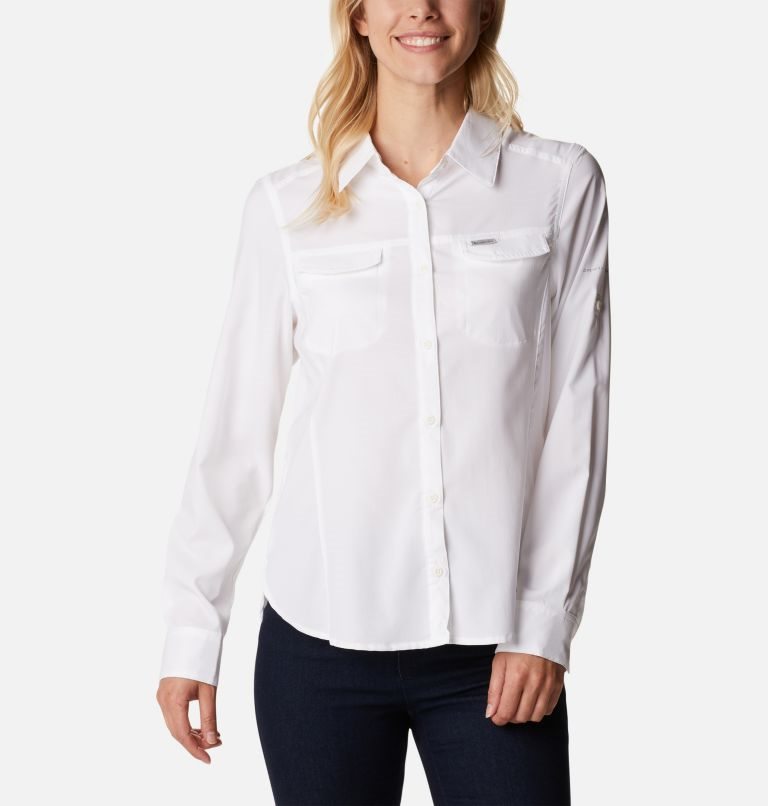 Women\'s Columbia Silver Ridge Lite Long Sleeve Shirts White | CA-RL8C5