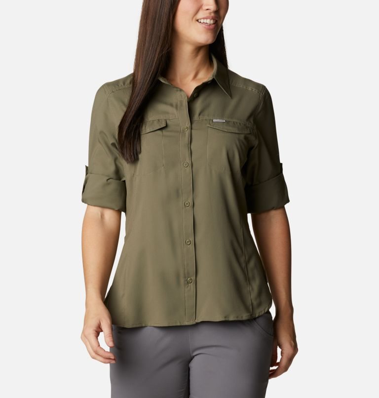 Women's Columbia Silver Ridge Lite Long Sleeve Shirts Olive | CA-V804L