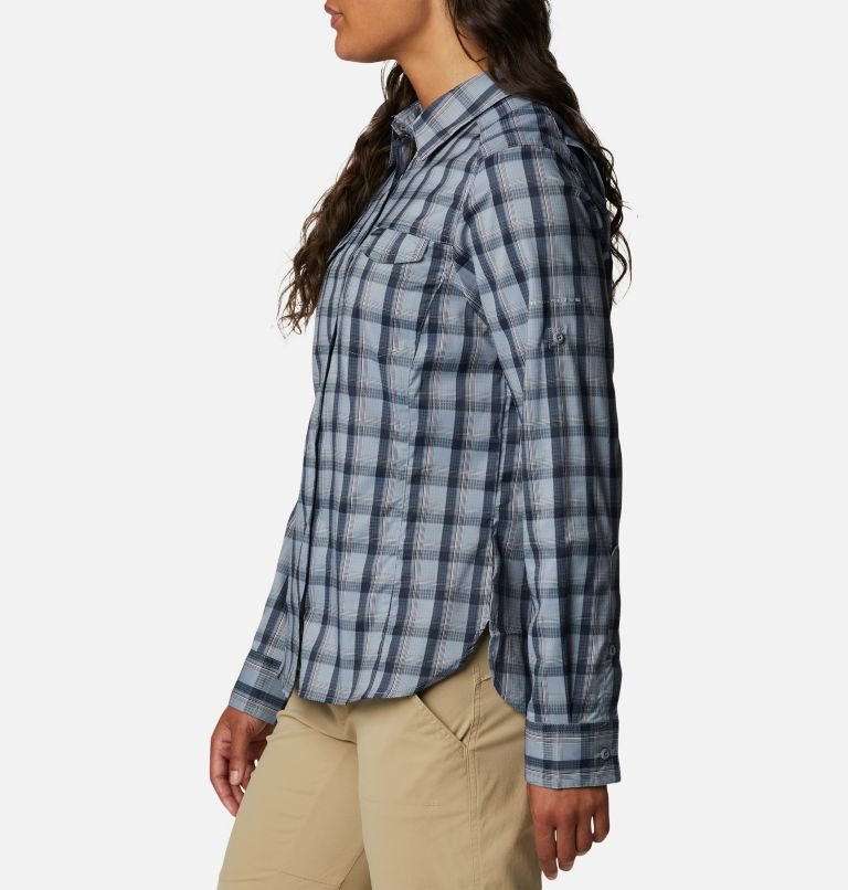 Women's Columbia Silver Ridge Lite Plaid Long Sleeve Shirts Blue | CA-RAC08