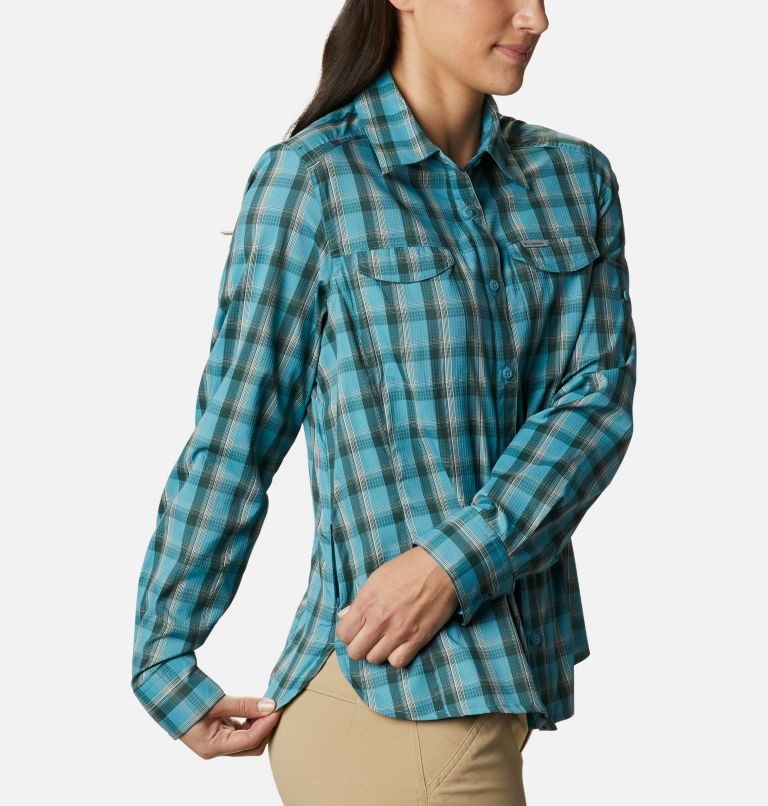 Women's Columbia Silver Ridge Lite Plaid Long Sleeve Shirts Turquoise | CA-UA0L6