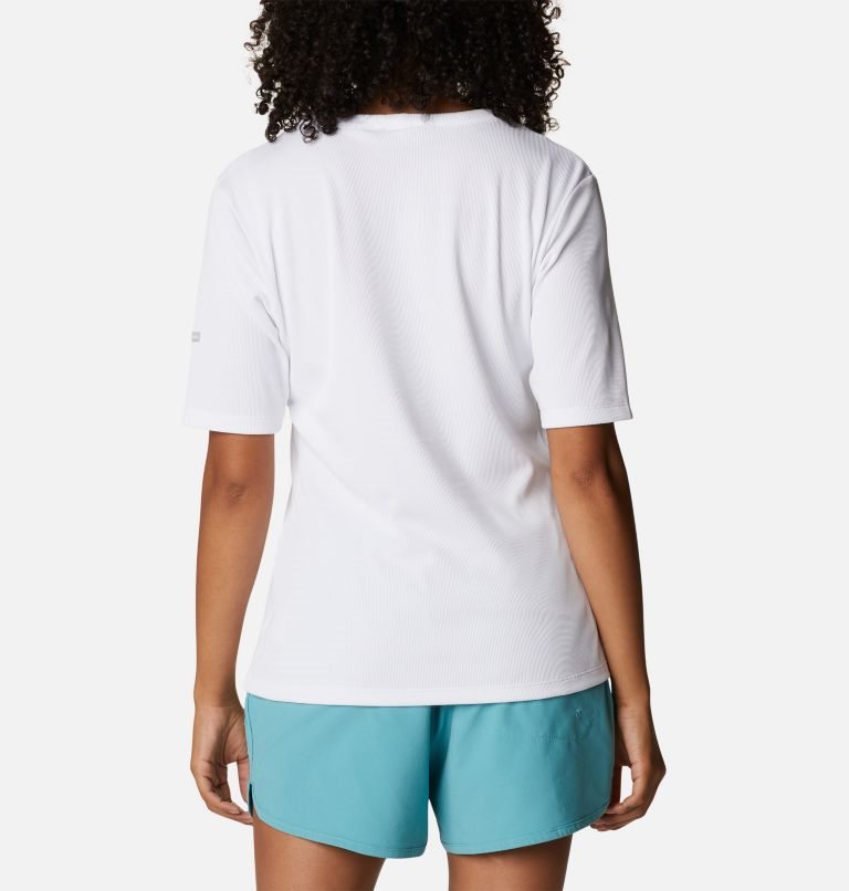 Women's Columbia Stanley Park Short Sleeve T Shirts White | CA-FAC50