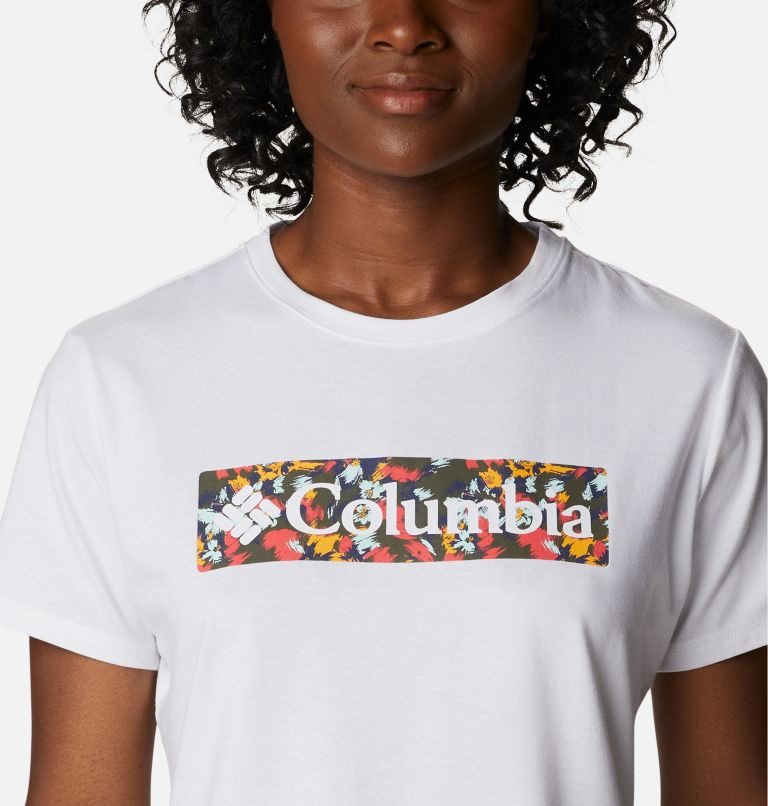 Women's Columbia Sun Trek Graphic T Shirts White | CA-J31L4